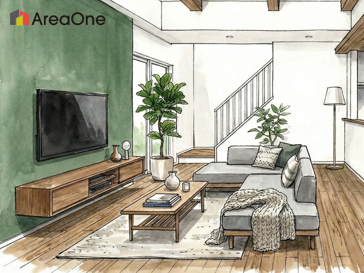 POINT04<br />
▼造作ニッチやガラスパネルで暮らしにアクセント<br />
玄関ホールや洗面台横、LDKなどに造作ニッチを数多く取り入れました。また、吹き抜けを横断する2階廊下の両サイドには、ガラスパネルの手すり（OMURA）を配置し、2階空間へ視線が抜ける開放感を演出。<br />
くつろぎスペースでの居心地の良さまで考えられた住まいです。<br />
そのほか、Ｆ様邸では大切な住まいを守るevoltz（エヴォルツ）制振装置も採用しています。地震の揺れによるお家への影響をしっかり軽減し、地震対策も万全です。